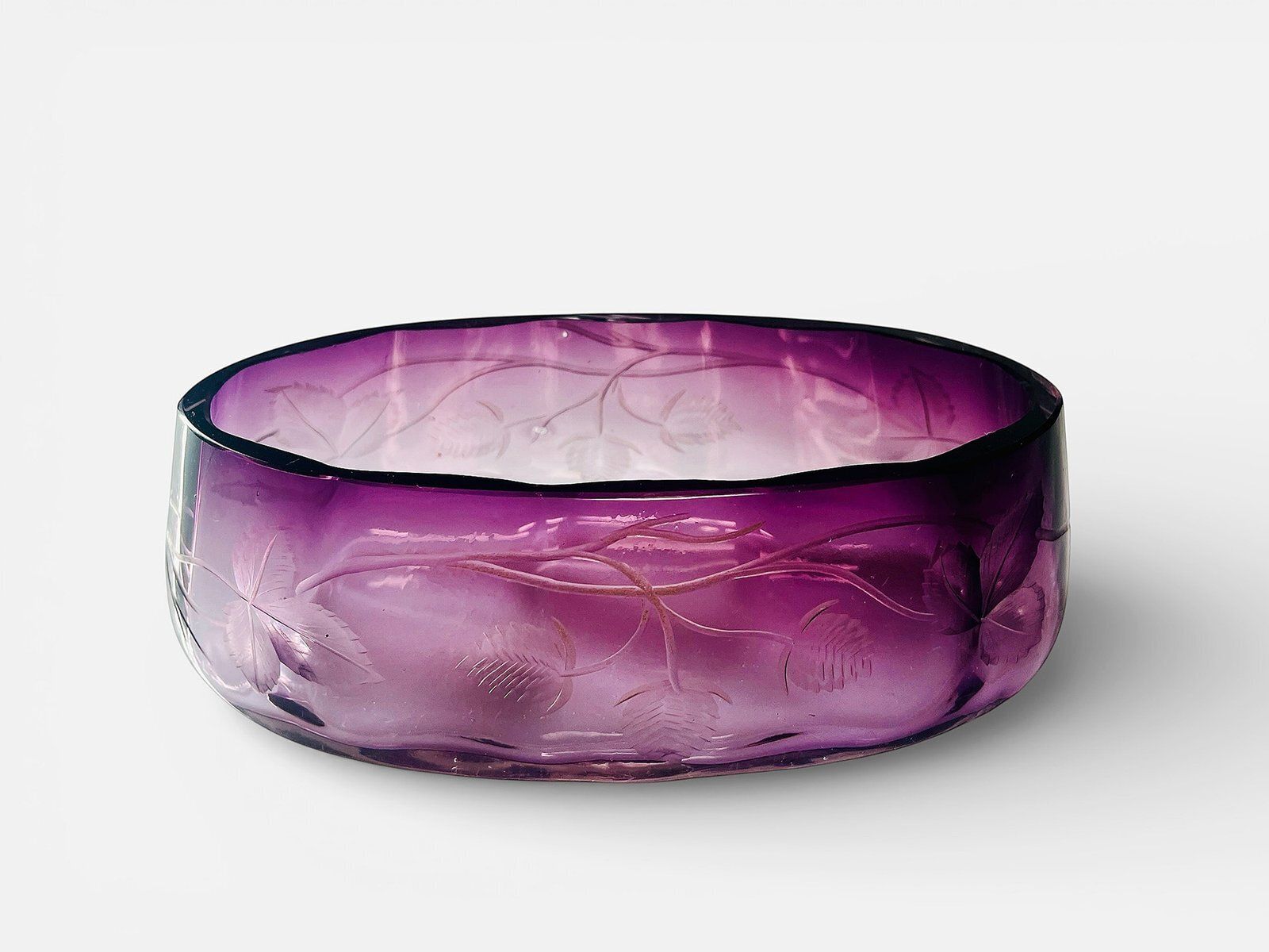Art Nouveau Glass With Floral Cuts By Ludwig Moser, 1890s photo for sale
