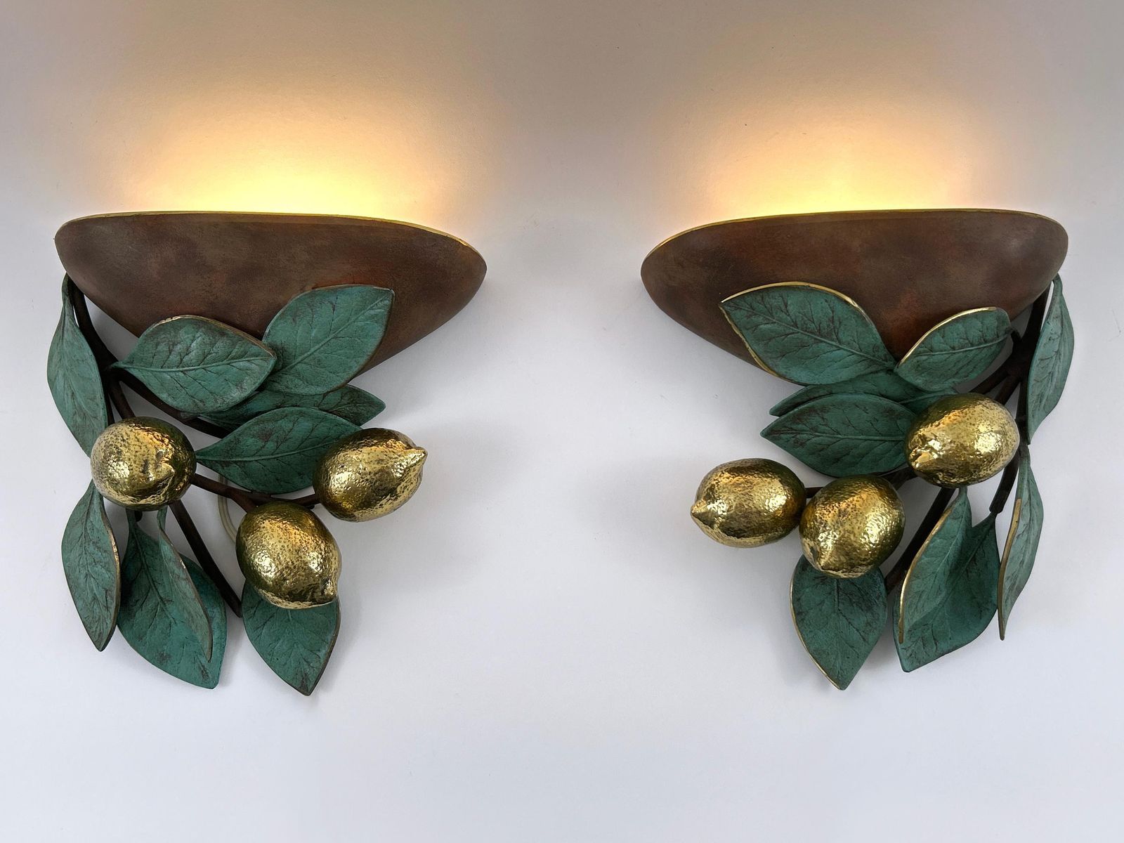Set Of Two Rare & Amazing Mid Century Brass Lemon Sconces By Hans Möller 1970s photo vinterior