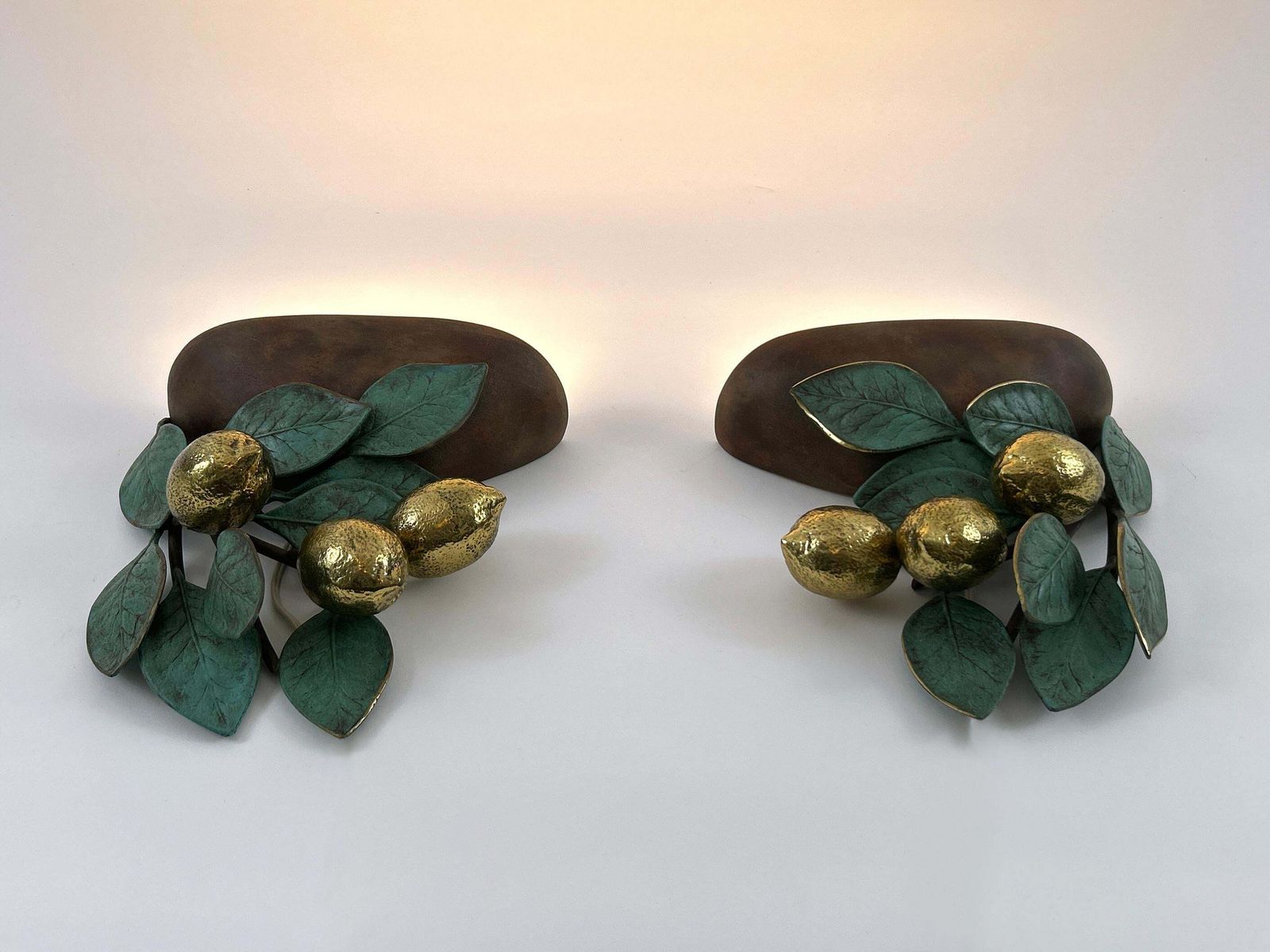 Set Of Two Rare & Amazing Mid Century Brass Lemon Sconces By Hans Möller 1970s photo buy