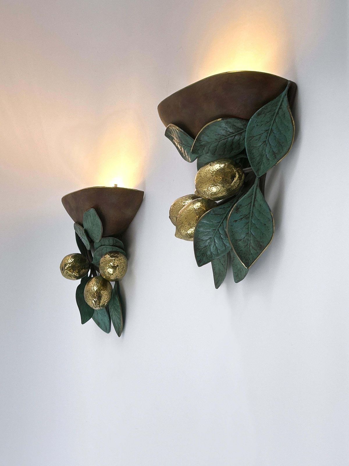 photo vinterior Set Of Two Rare & Amazing Mid Century Brass Lemon Sconces By Hans Möller 1970s