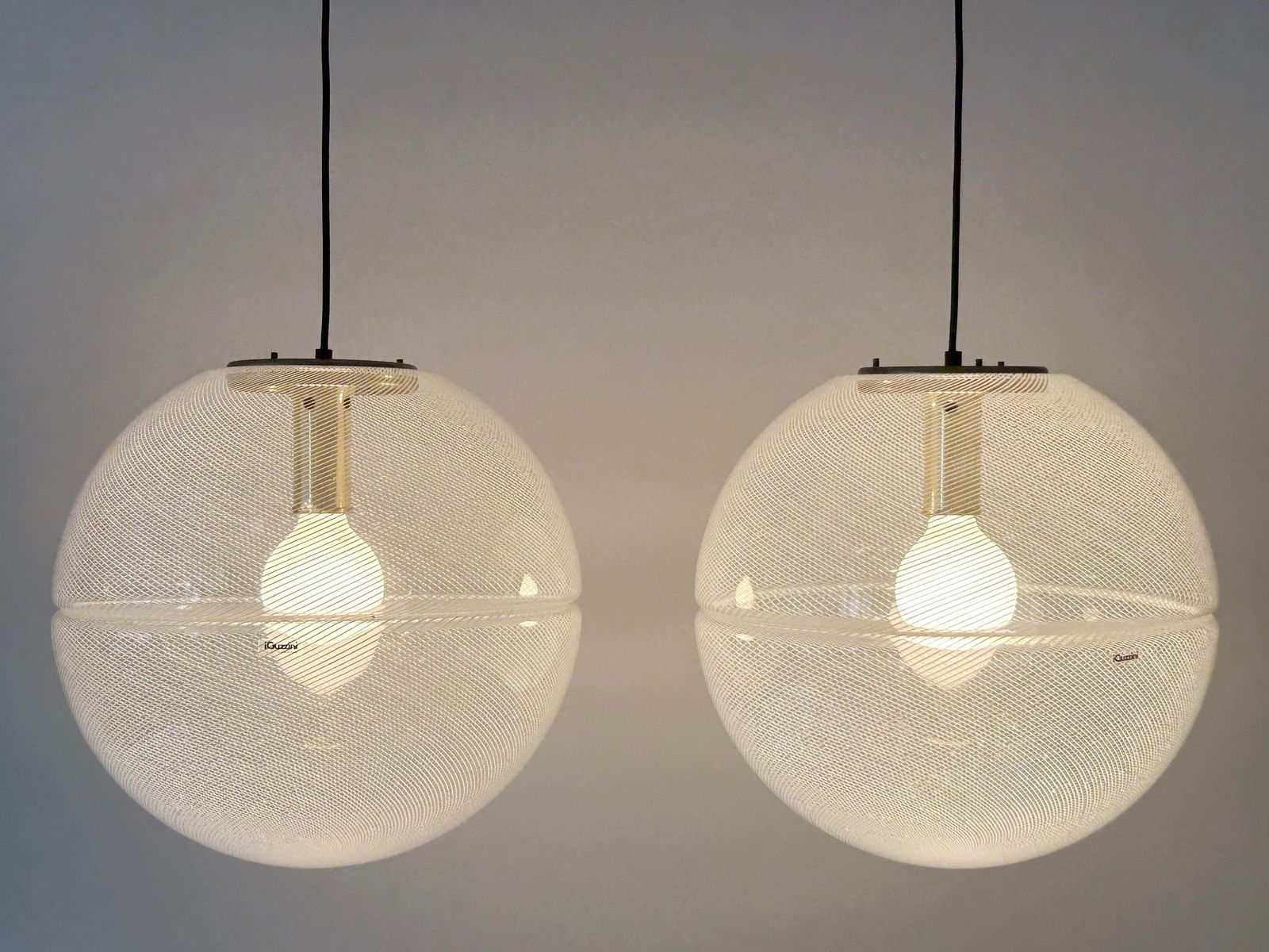 1 Of 2 Elegant Mid Century Modern Sfera Pendant Lamps By Iguzzini Italy 1970s photo 1779.0