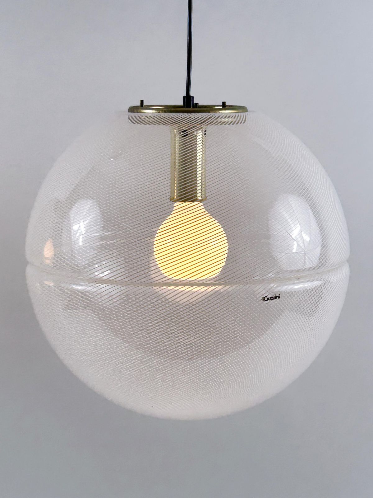 1 Of 2 Elegant Mid Century Modern Sfera Pendant Lamps By Iguzzini Italy 1970s photo buy