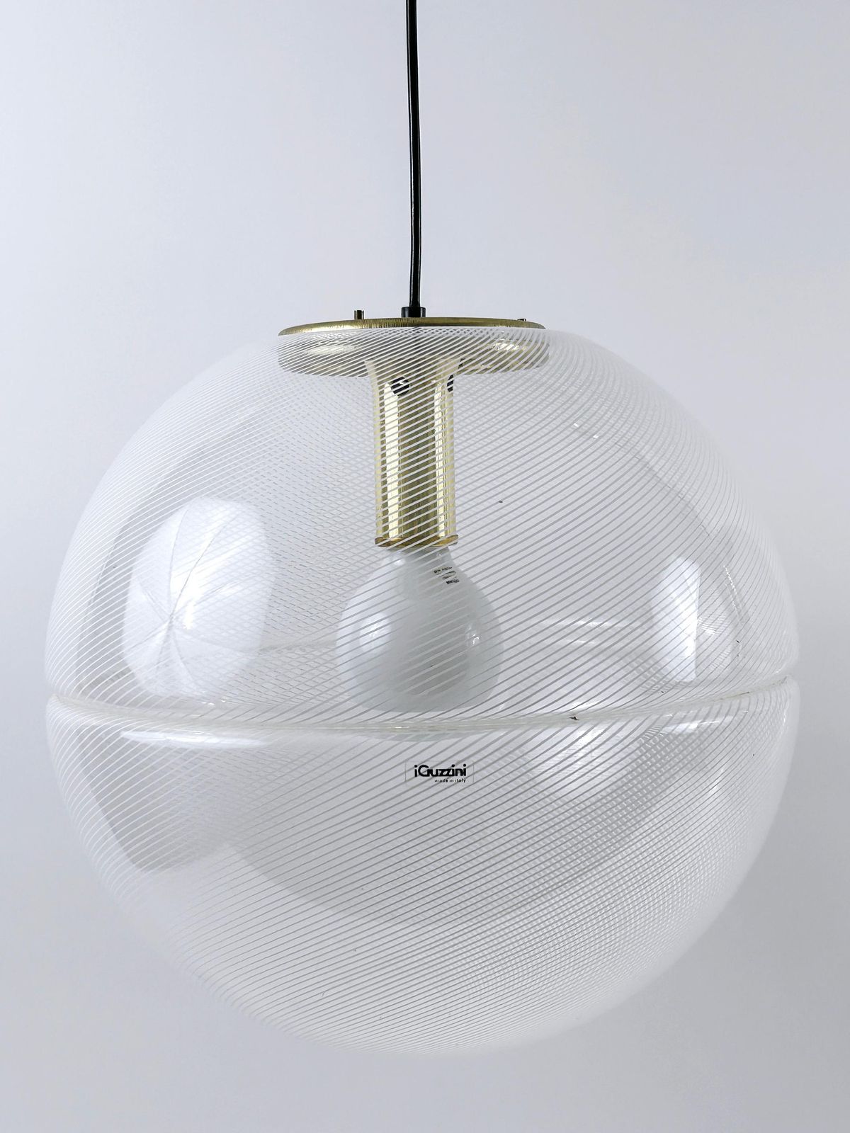 1 Of 2 Elegant Mid Century Modern Sfera Pendant Lamps By Iguzzini Italy 1970s photo vintage