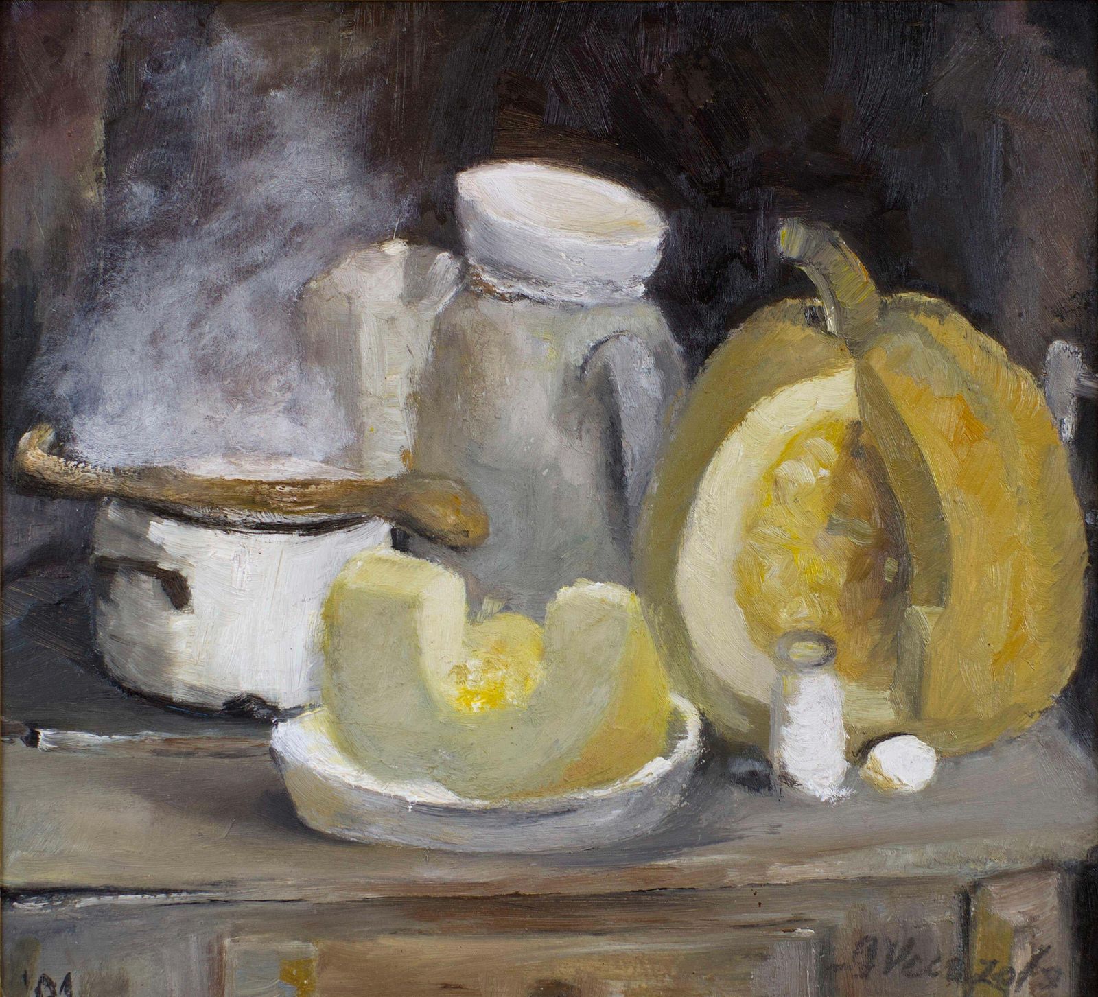 Imants Vecozolsstill Life On The Stove. Oil On Cardboard. 33.5x37 Cm1999