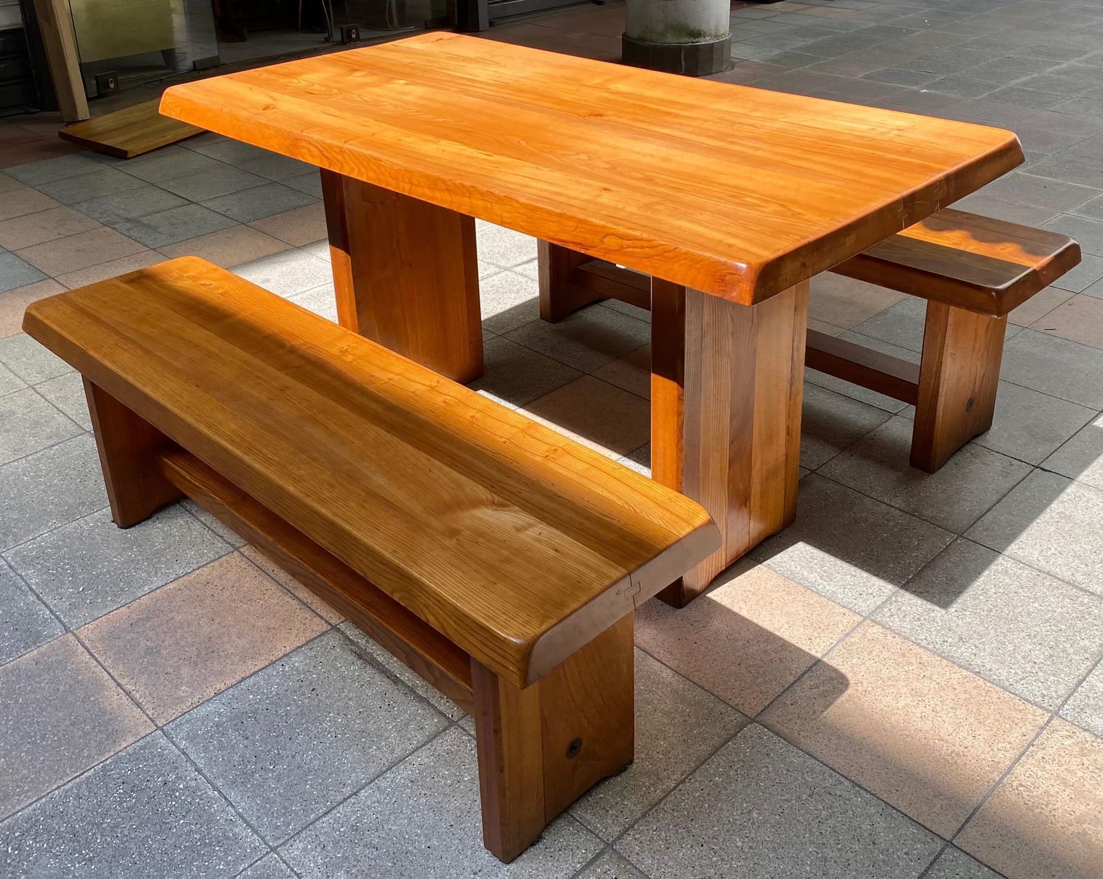 Pierre Chapo   T14a Table And Benches Set   Circa 1970 photo vinterior