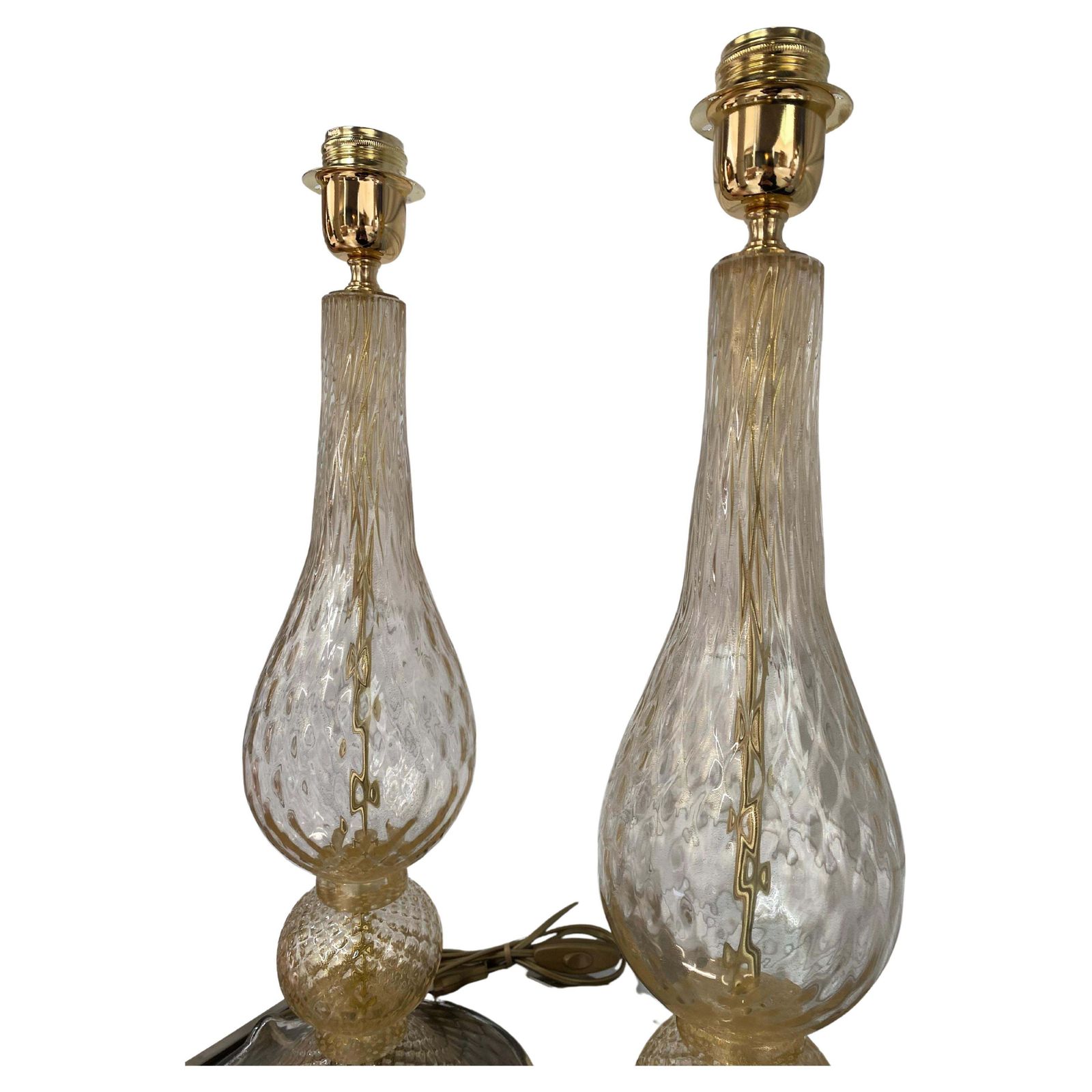 Pair Of Golden Lamps Alberto Dona Murano 1970 photo furniture