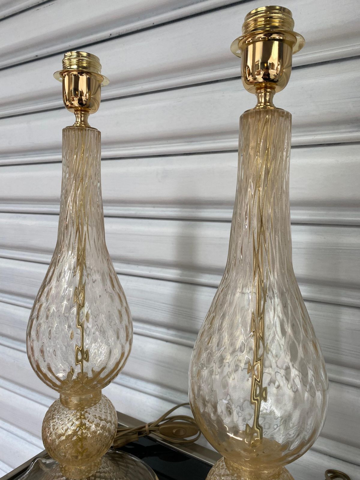Pair Of Golden Lamps Alberto Dona Murano 1970 photo buy