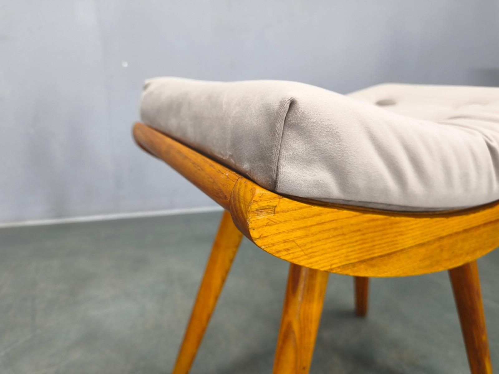 photo furniture Mid Century Solid Maple Footstools With Curved Frames, 1960s
