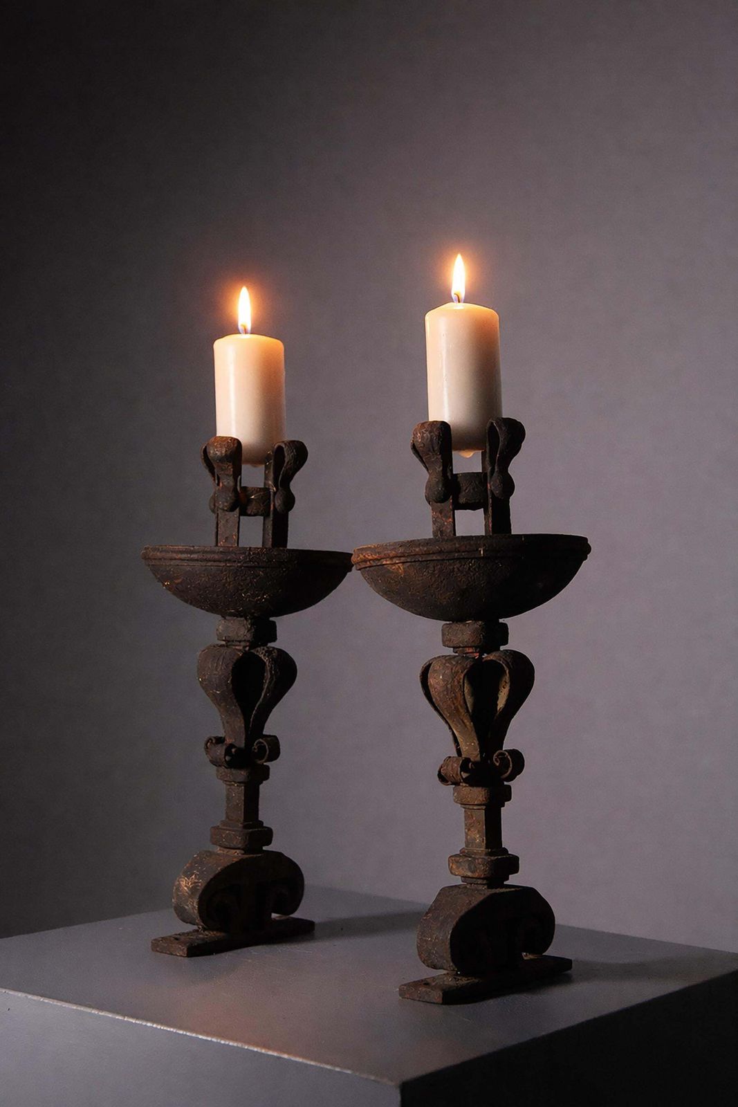 photo buy Pair Of Antique Italian Wrought Iron Torch Holders For Outdoor Use
