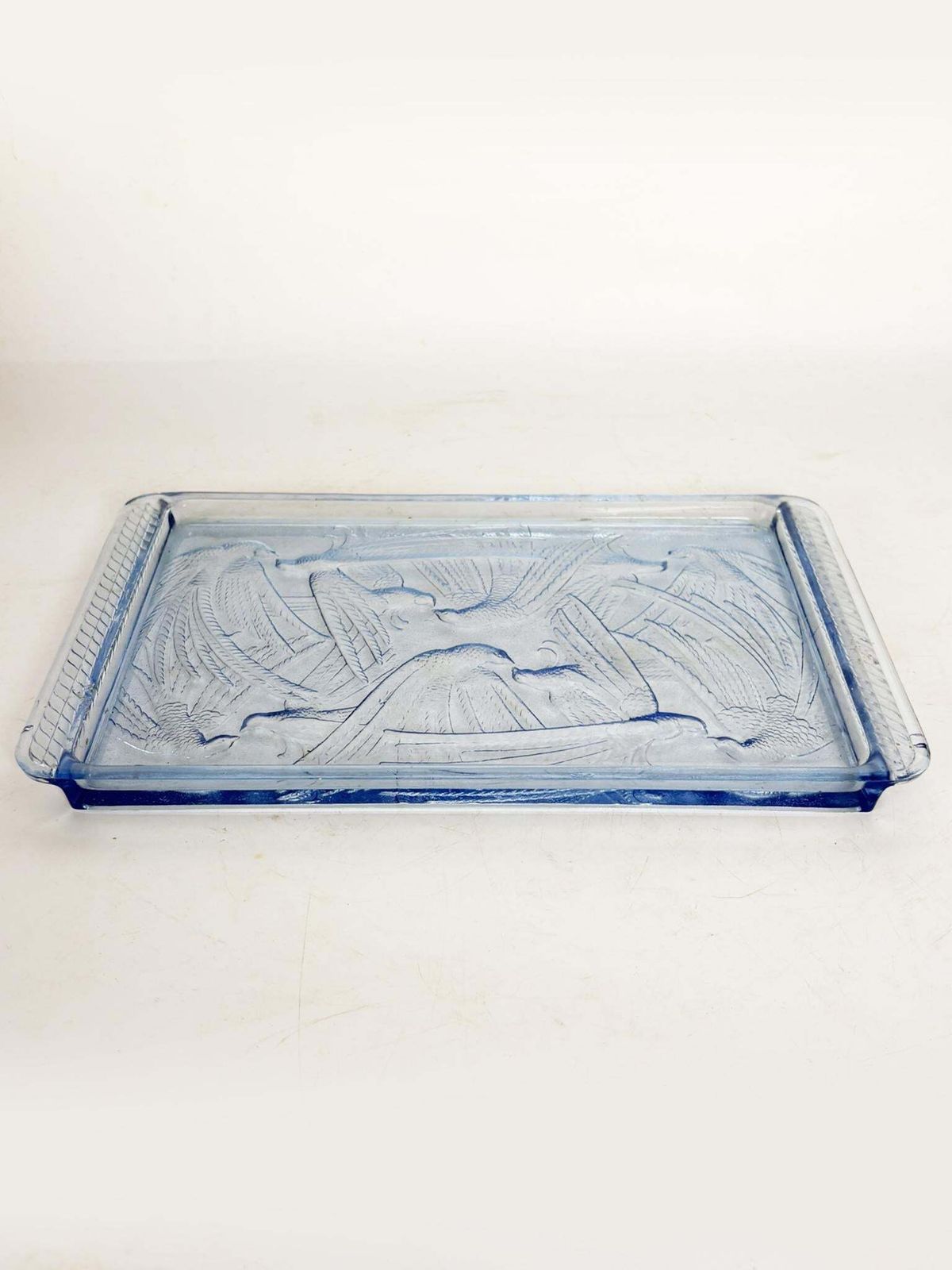 Blue Glass Tray, Art Deco Style With Bird Motif, France, 1940 photo furniture
