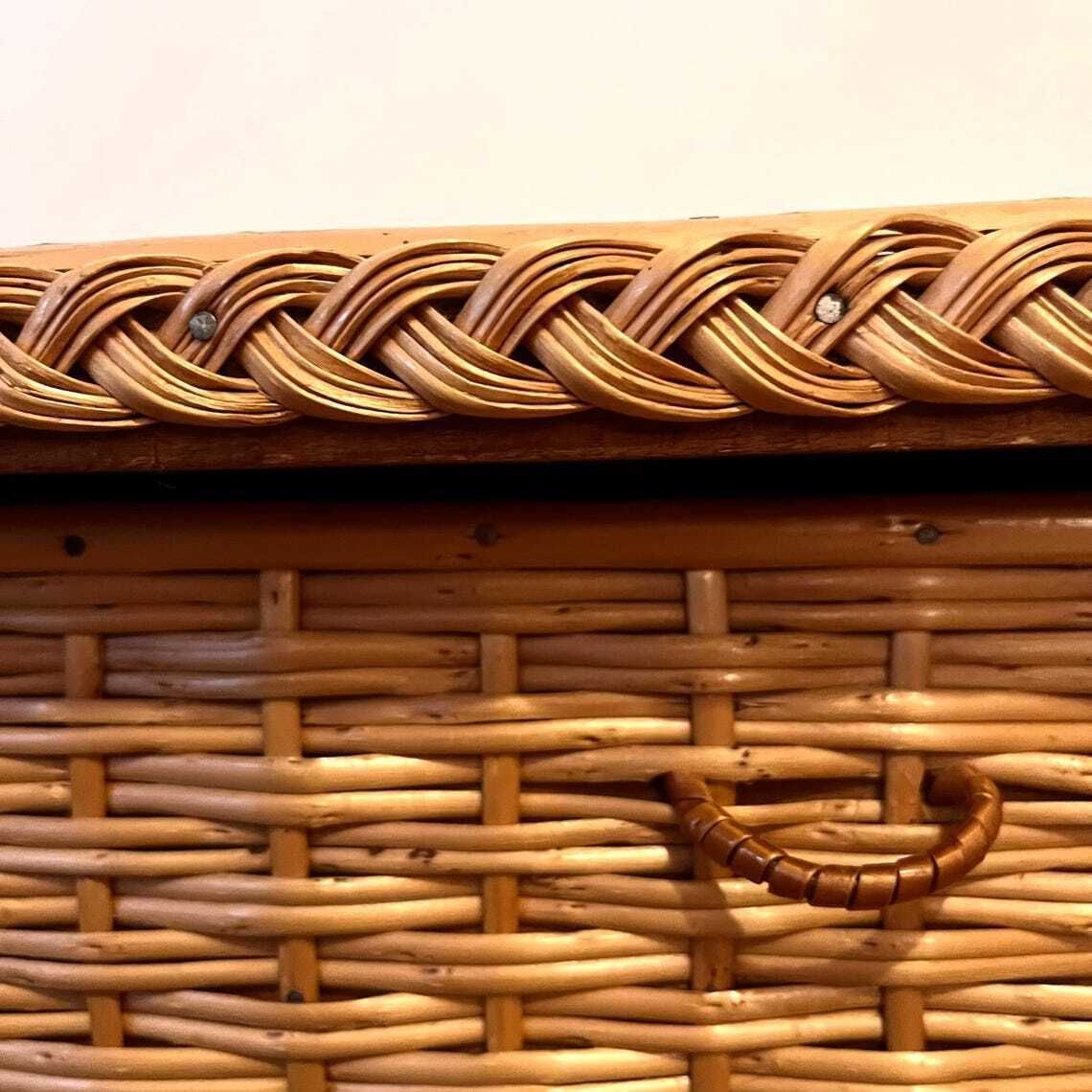 A Pair Of Wicker And Bamboo Bedside Cabinets/ Nightstands photo for sale