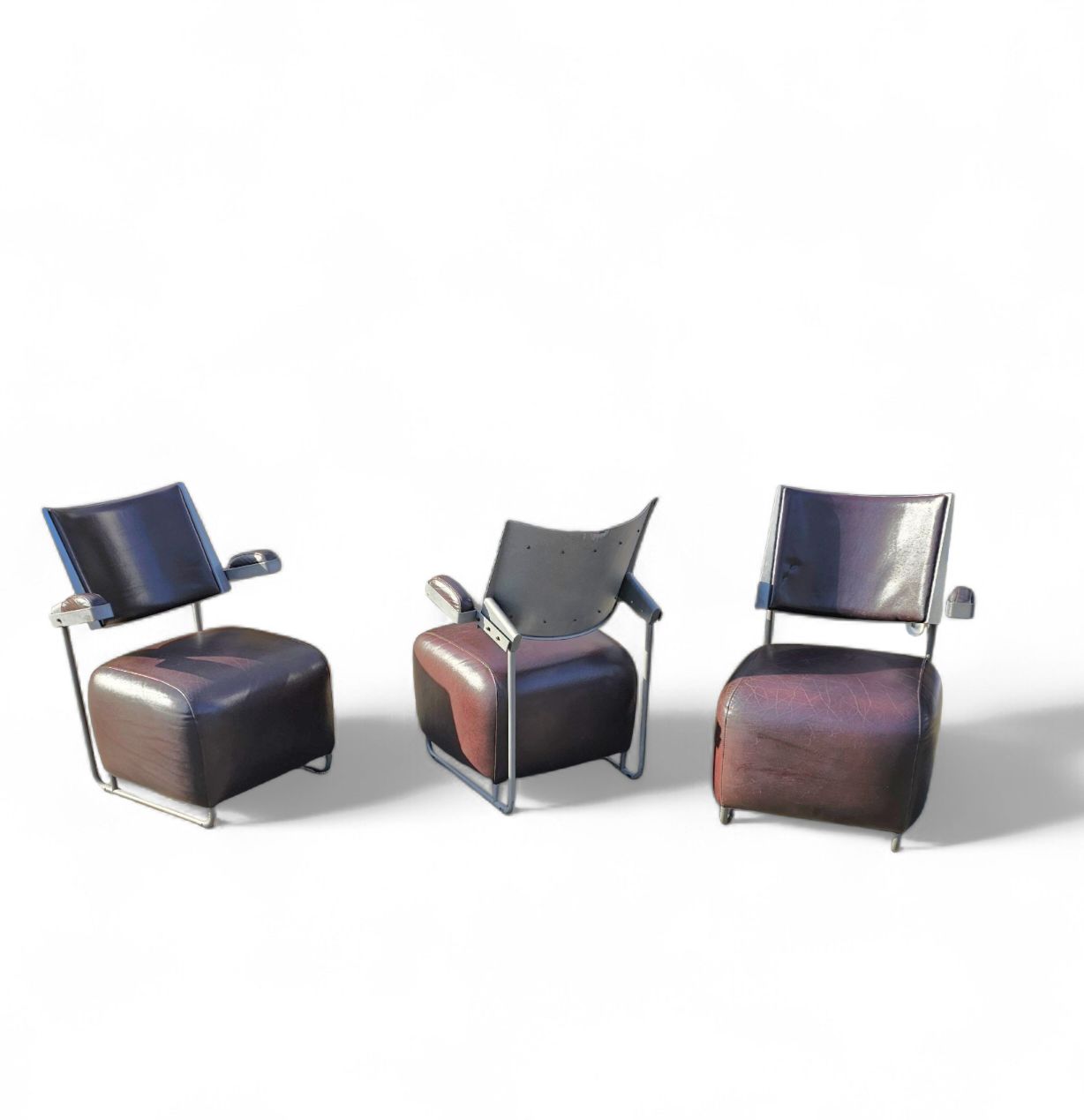 3 X Oscar Armchair By Harri Korhonen For Inno Interior Oy / Brown Leather / 1980s photo vinterior