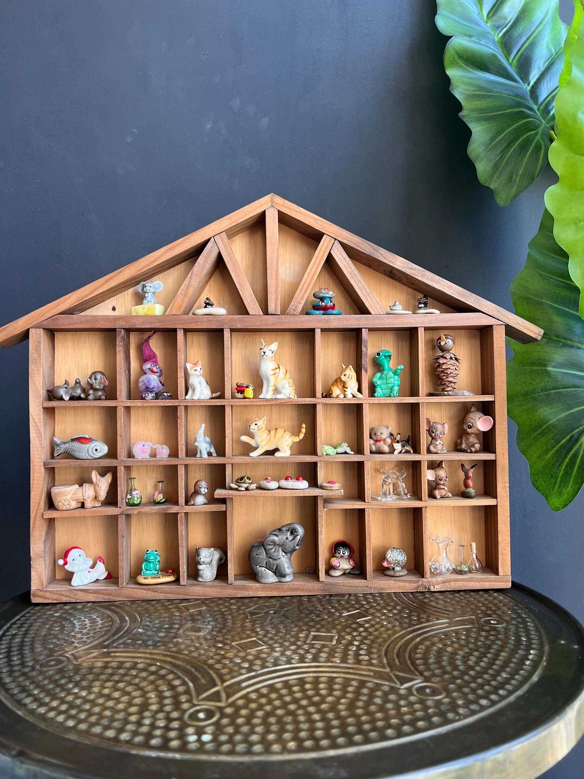 Vintage Curios Cabinet Filled With Miniature Figurines