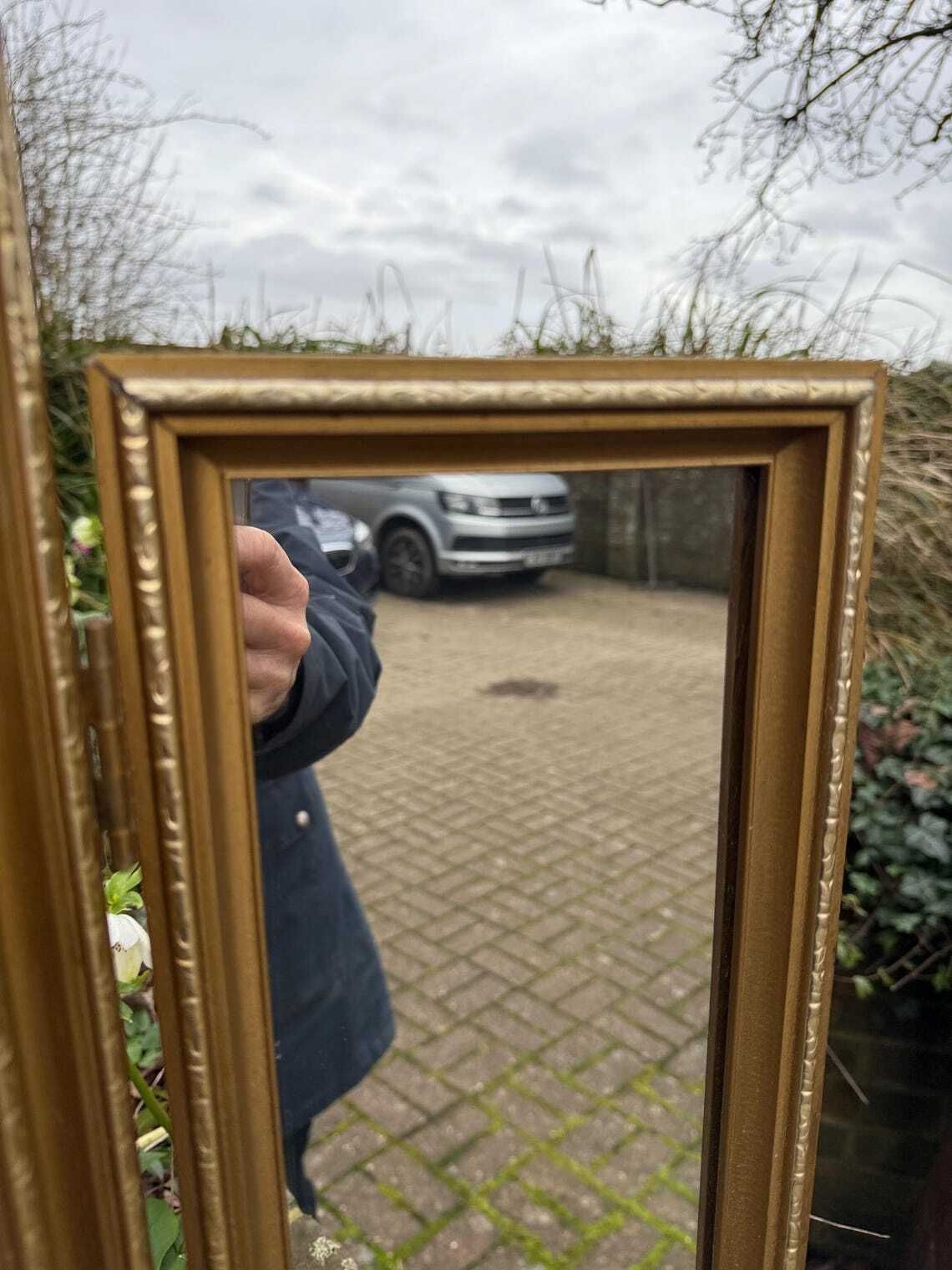 photo furniture Quality Original Vintage 1970s Gold Triple Dressing Table Mirror Ornate Folding Vanity Mirror