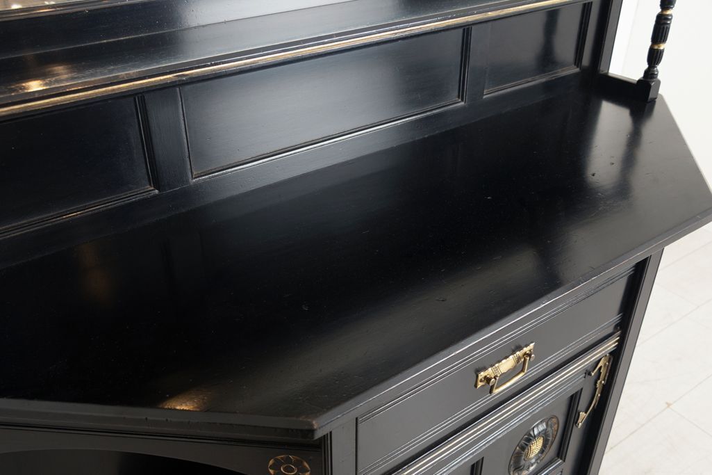Aesthetic Movement Ebonised Cabinet With Mirrored Back By Garnett & Sons, Warrington C.1890 photo buy