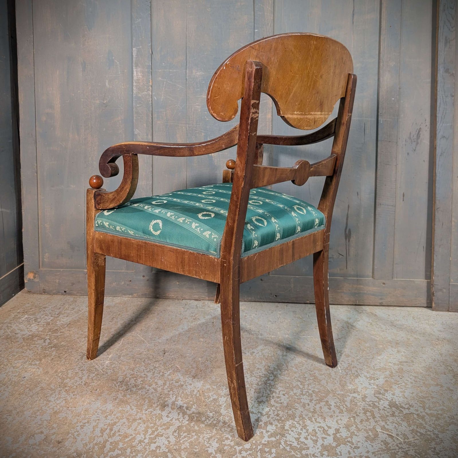 Circa 1900 Antique Swedish Satin Birch Biedermeier Armchair photo for sale