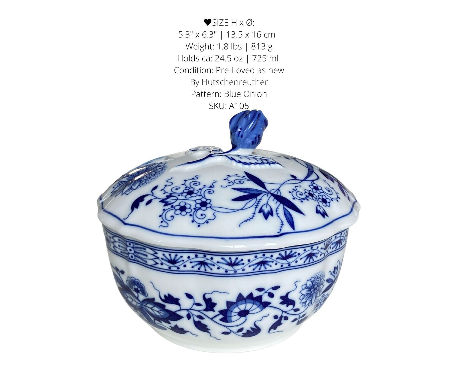 Blue Onion Jar Hutschenreuther | Lidded Porcelain Bowl Zwiebelmuster photo for sale