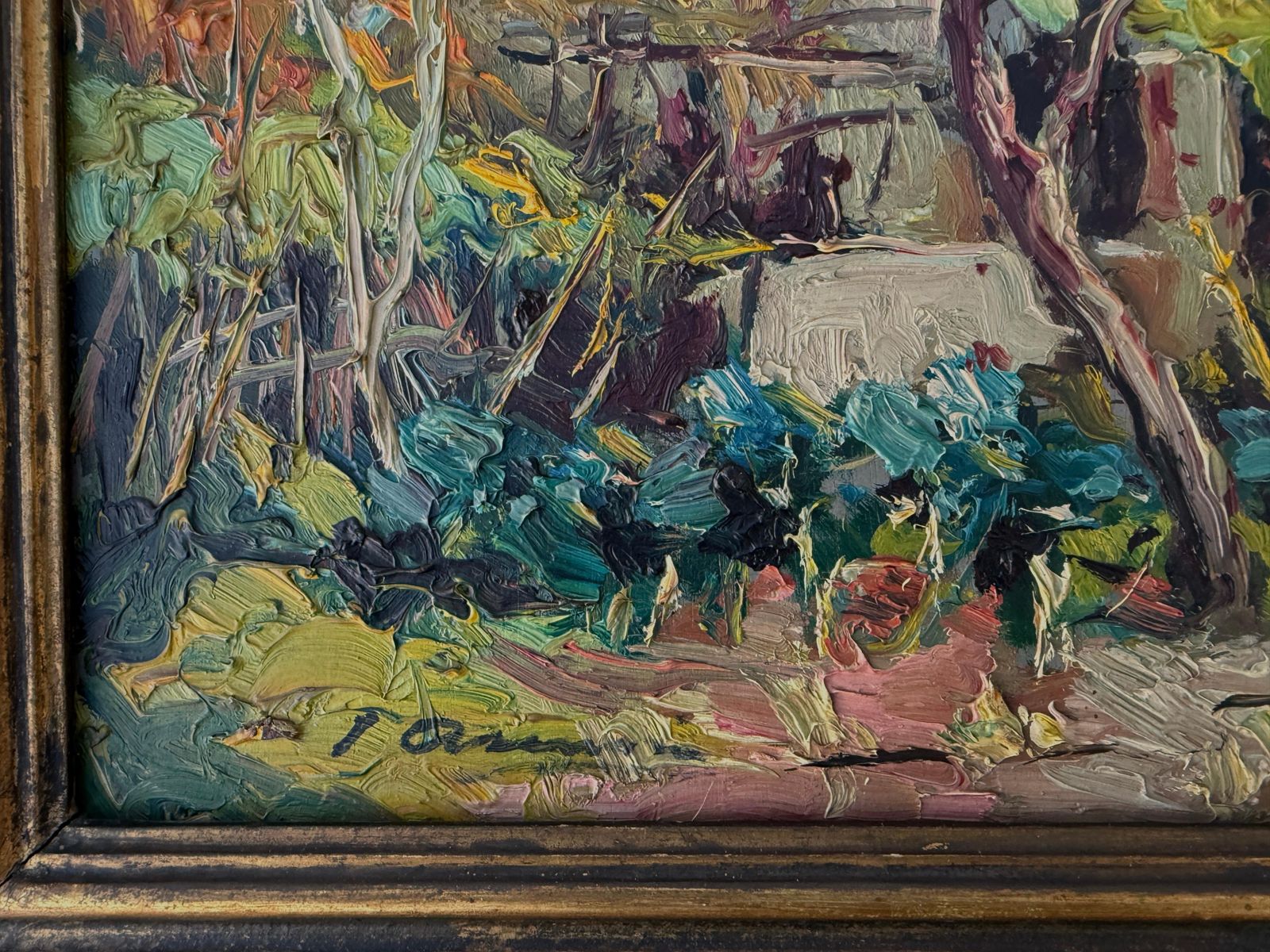 Joan Asensio Marine Mid Century Catalan Farmhouse Oil Painting Mediterranean Rustic Landscape 1940 photo for sale