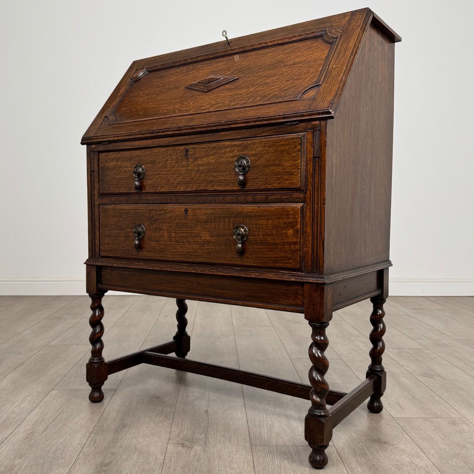 Antique 20th Century Fine Jacobean Style Bureau In Oak ( Af 5261 ) photo for sale