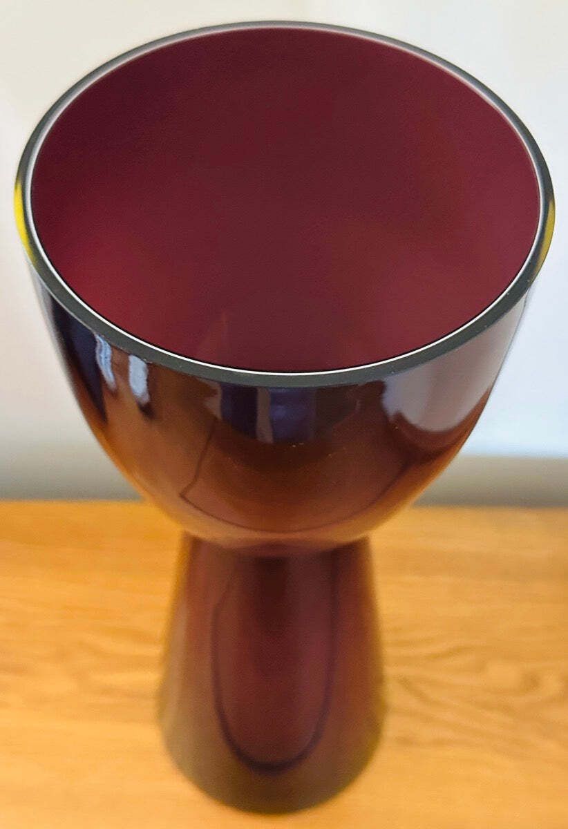 Large 1960s Scandinavian Purple White & Clear Encased Glass Vase Attr. Holmegaard photo 345.0