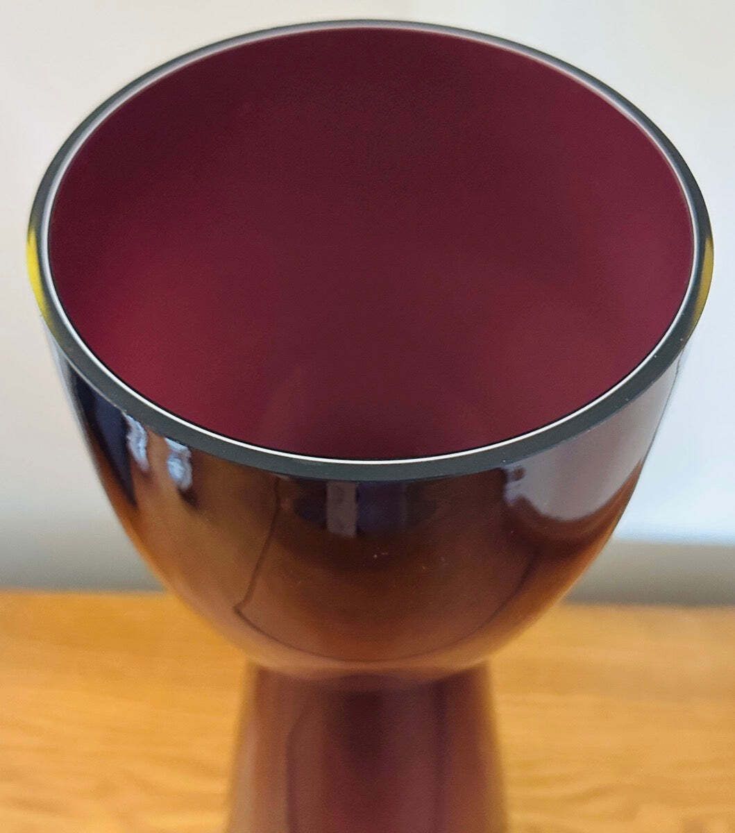 photo furniture Large 1960s Scandinavian Purple White & Clear Encased Glass Vase Attr. Holmegaard