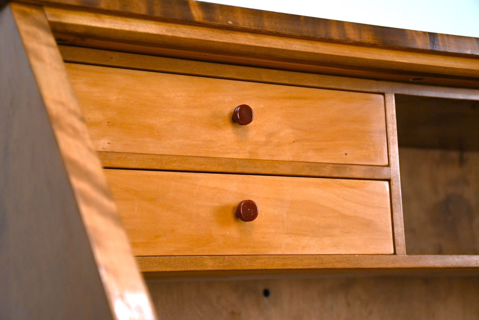 Swedish Grace Flamed Birch And Macassar Secretaire From Svenska Möbelfabrikerna, Late 1920s photo vintage