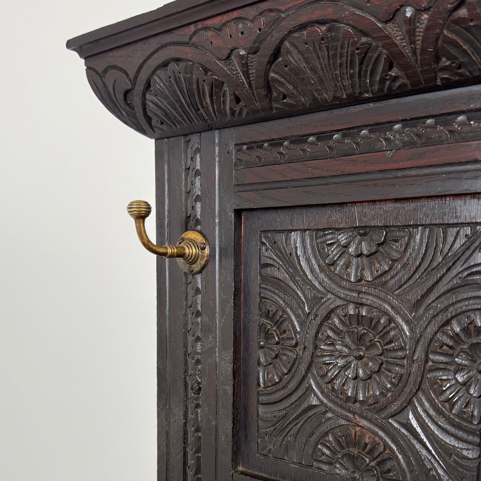 Furniture Antique 19th Century Carved Victorian Hall Stand In Oak ( Af 5259 ) photo