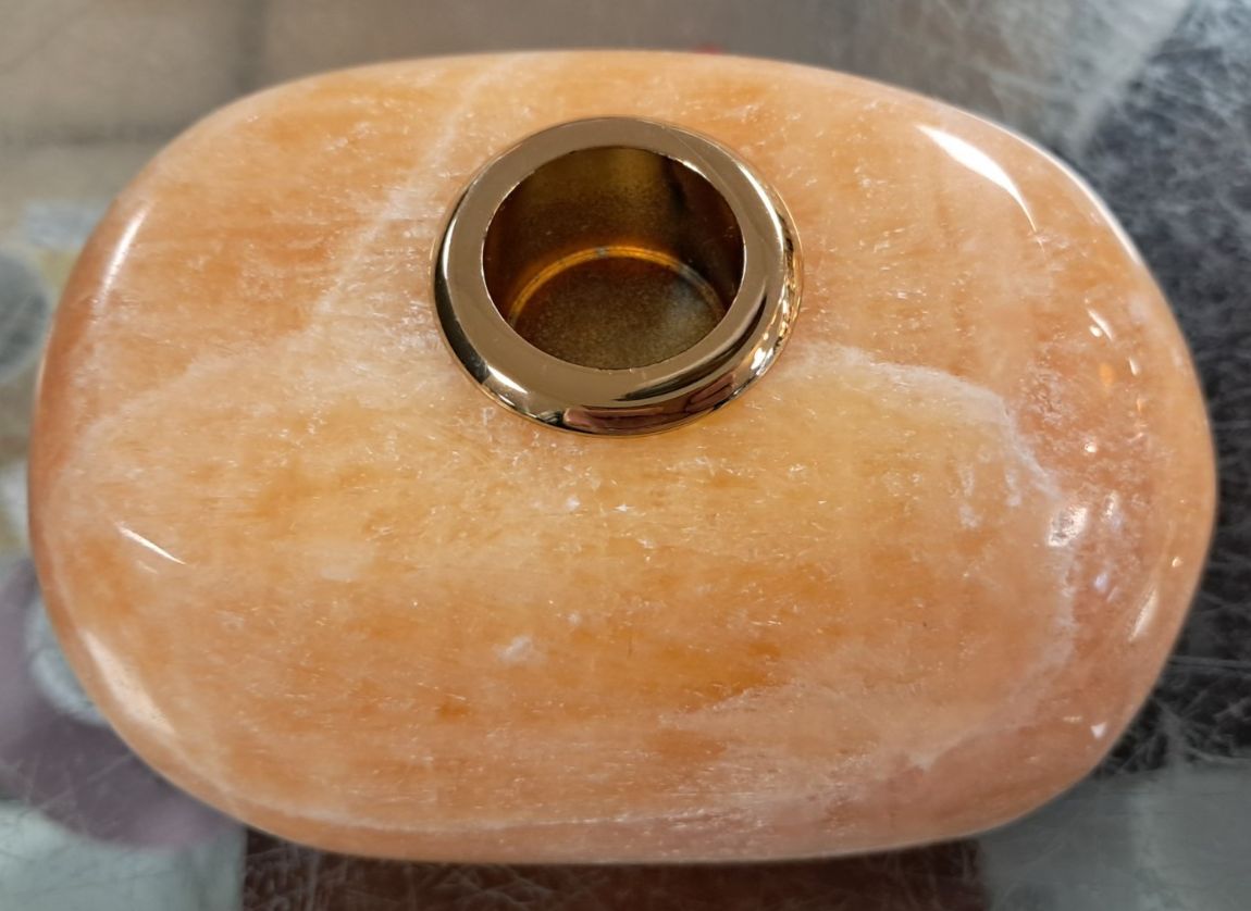 Anna New York By Rablabs Pair Of Peach Coloured Quartz Candleholders photo vinterior