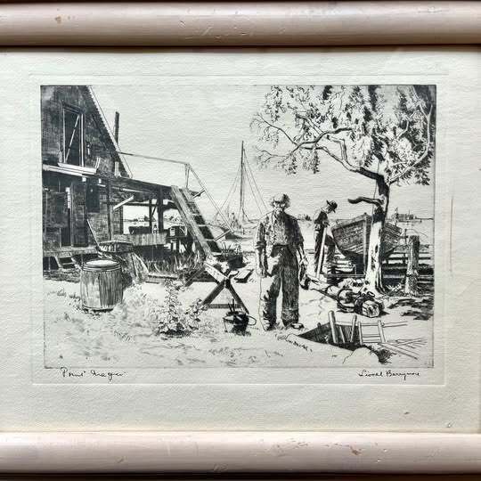 60’s Talio Chrome Print: Actor Lionel Barrymore’ Coastal Landscape 'Point Mugu' Etching photo furniture