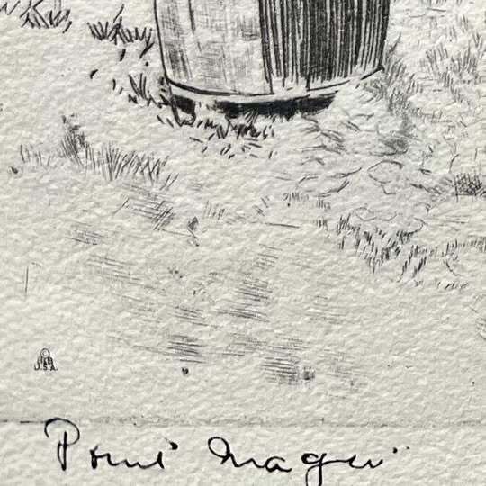 60’s Talio Chrome Print: Actor Lionel Barrymore’ Coastal Landscape 'Point Mugu' Etching photo Art
