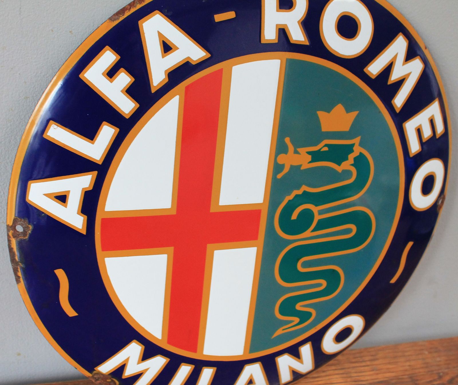 Alfa Romeo Dealership Auto Motor Garage Advertising Sign Dealer Showroom Art Enamel Metal Automobile photo Home Decor