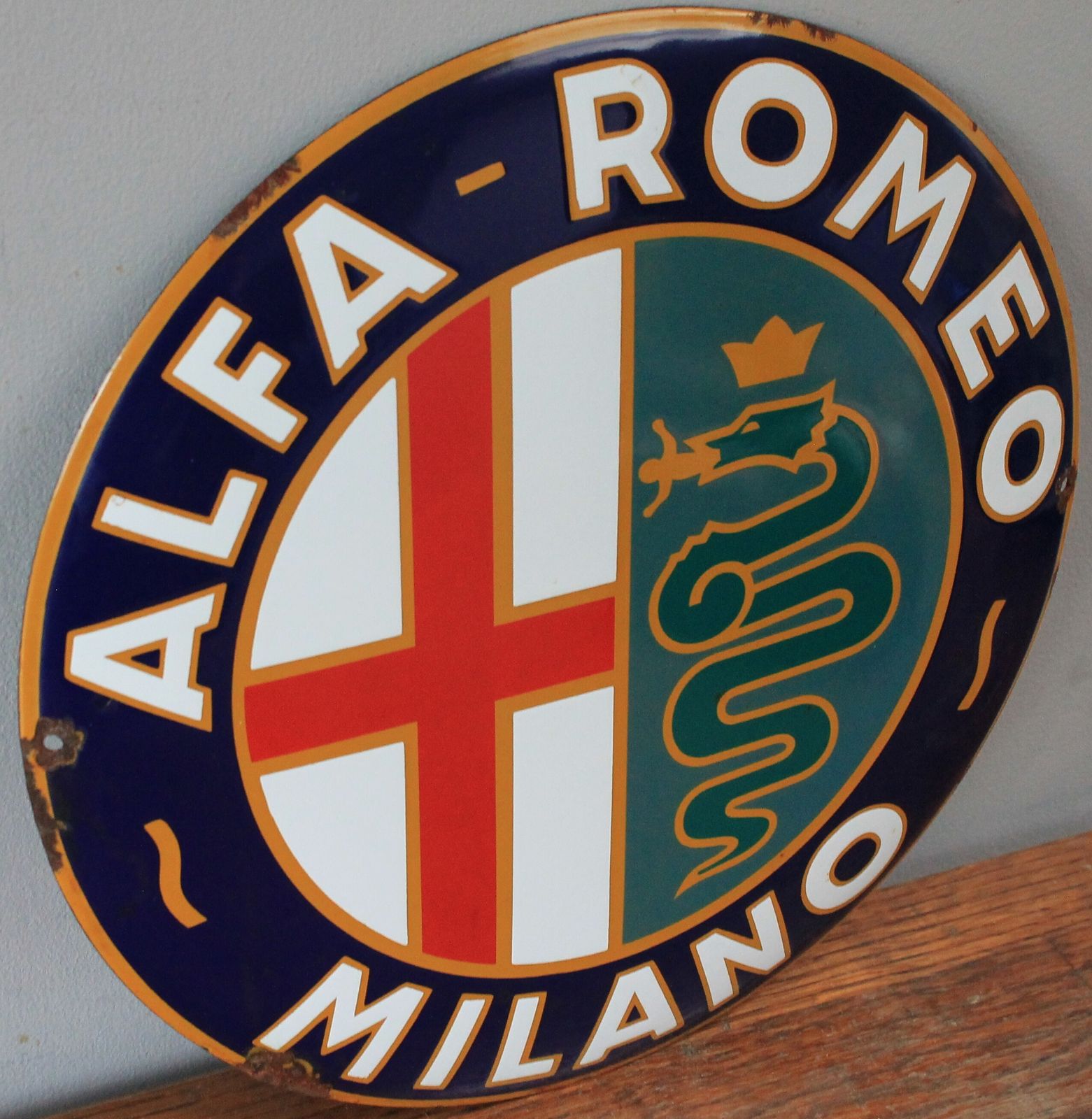 Alfa Romeo Dealership Auto Motor Garage Advertising Sign Dealer Showroom Art Enamel Metal Automobile photo 295.0