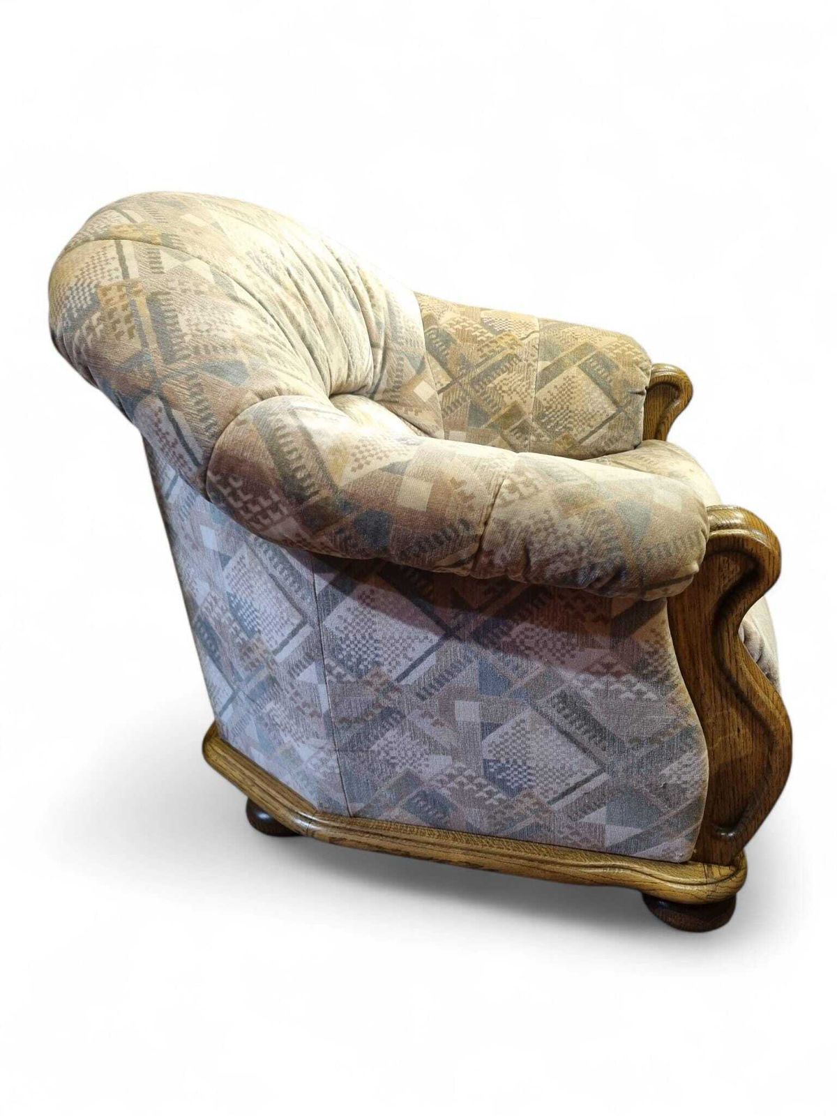 photo furniture Vintage Belgian Armchair / Club Chair Solid Wood Arms / C1970
