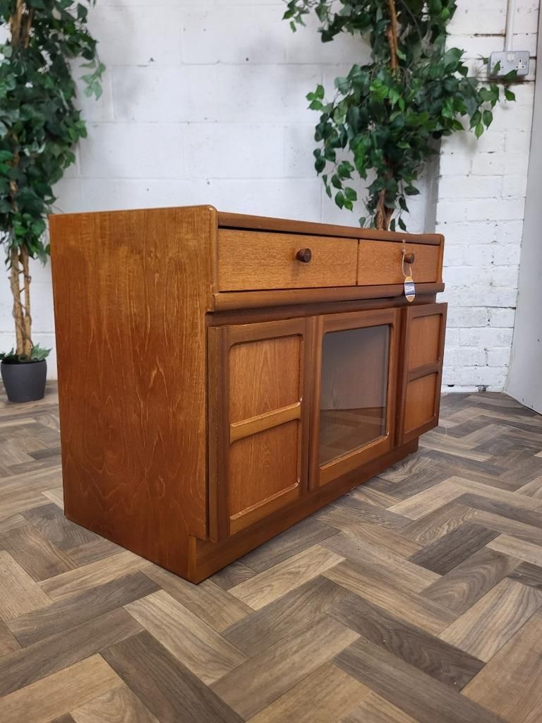 Vintage Nathan Parker Knoll Teak & Glass Hifi Record Media Cd Cabinet photo Furniture