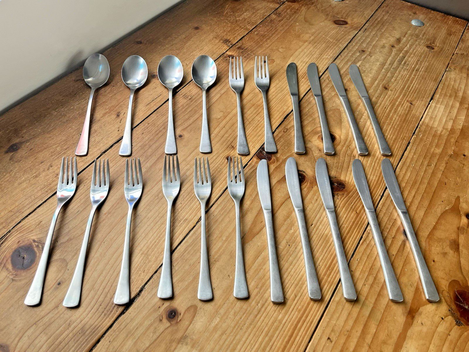 Mid Century Modernist Eternum Part Cutlery Set Knife Fork Spoon Scanline Style photo furniture