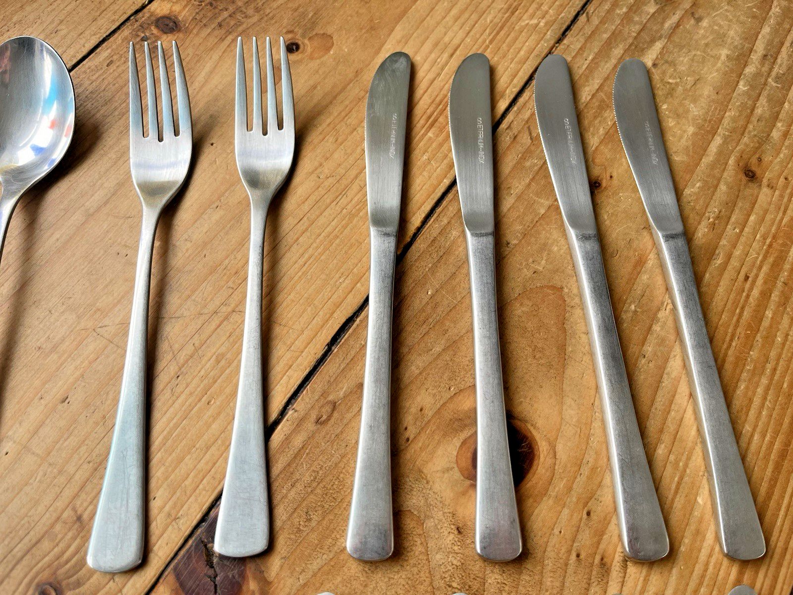Mid Century Modernist Eternum Part Cutlery Set Knife Fork Spoon Scanline Style photo 80.0