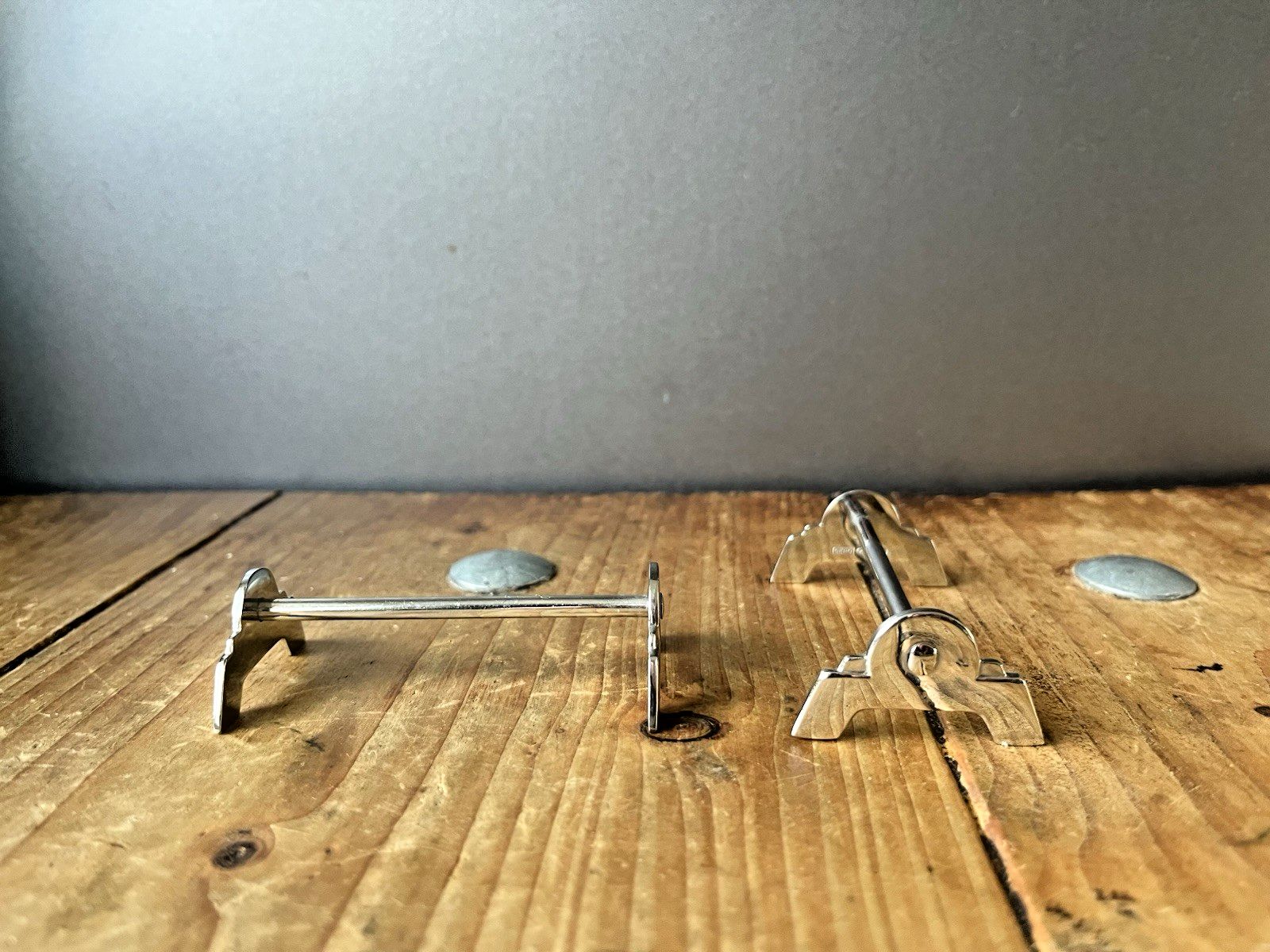 Superb Set Of 6 Dutch Art Deco Fanned Arched Stepped Silver Plated Knife Rests photo Home Decor