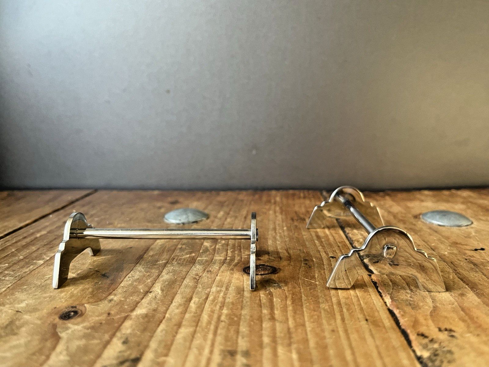 Superb Set Of 6 Dutch Art Deco Arched Fanned Stepped Silver Plated Knife Rests photo Home Decor
