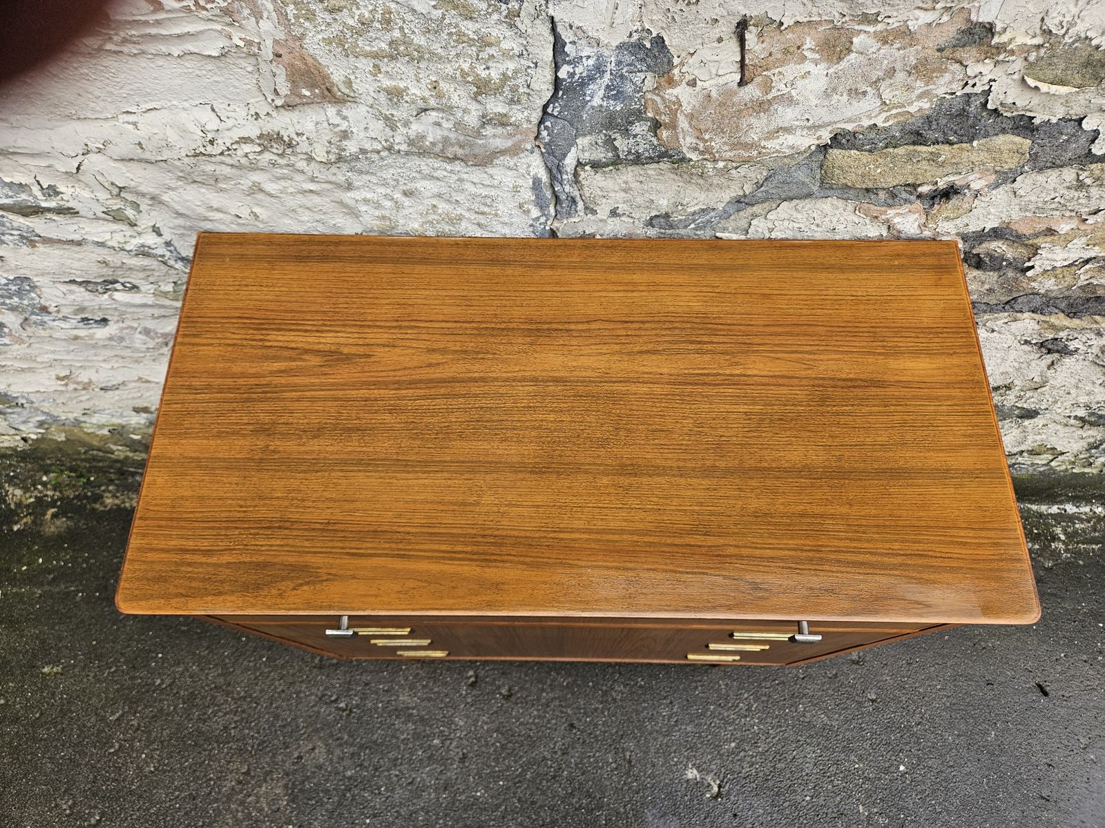 photo buy Mid Century Teak Chest Of Drawers Four Drawer Cabinet Super Proportions Brass Detailing
