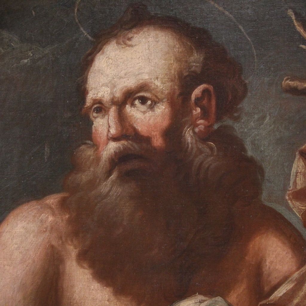 Art Antique Religious Painting From The 17th Century, Penitent Saint Jerome photo