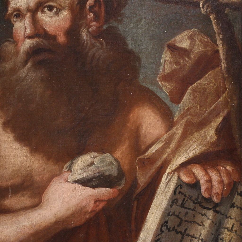 photo vinterior Antique Religious Painting From The 17th Century, Penitent Saint Jerome