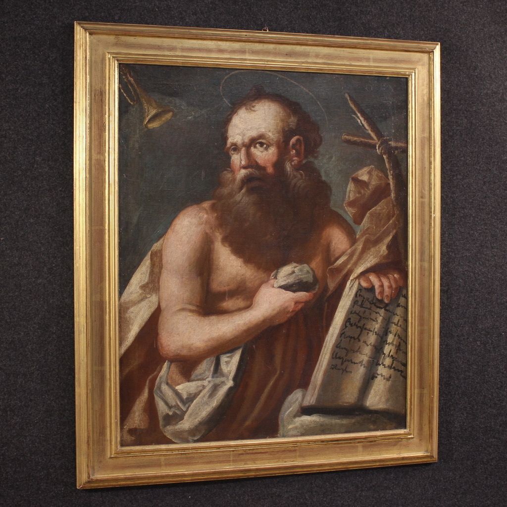 photo buy Antique Religious Painting From The 17th Century, Penitent Saint Jerome