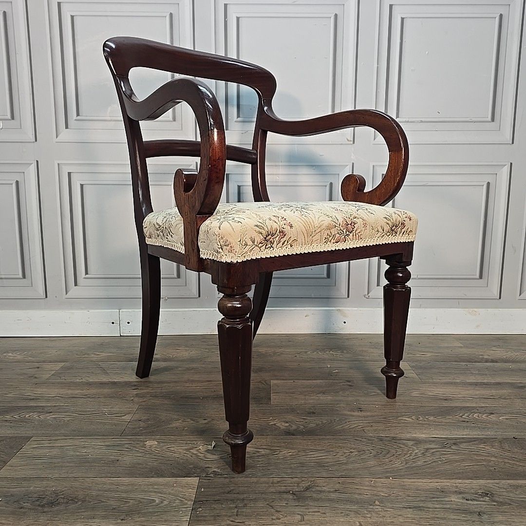 Antique Victorian Mahogany Armchair Solid Wood Regency Style Carver Desk Chair photo furniture