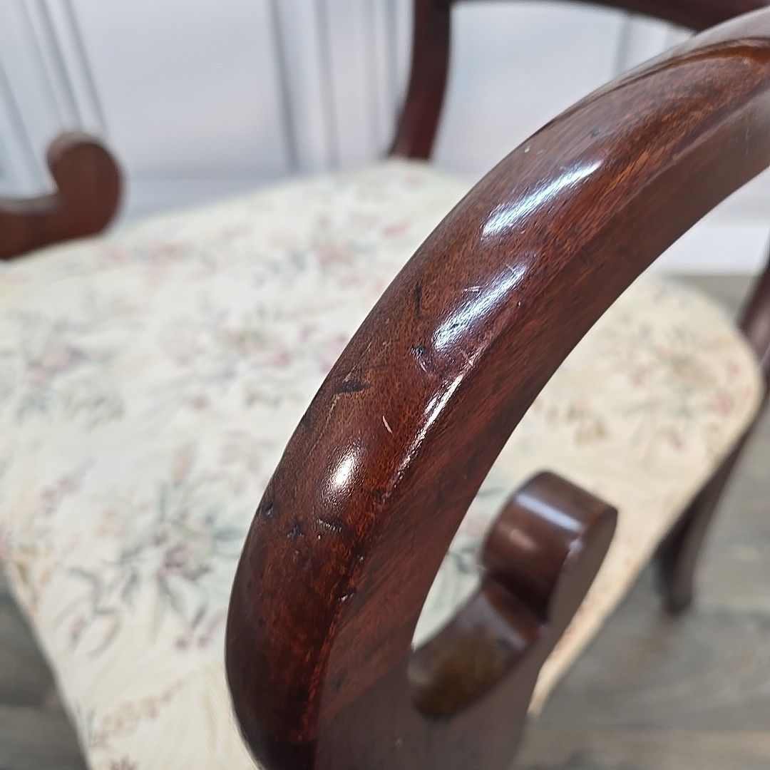photo for sale Antique Victorian Mahogany Armchair Solid Wood Regency Style Carver Desk Chair