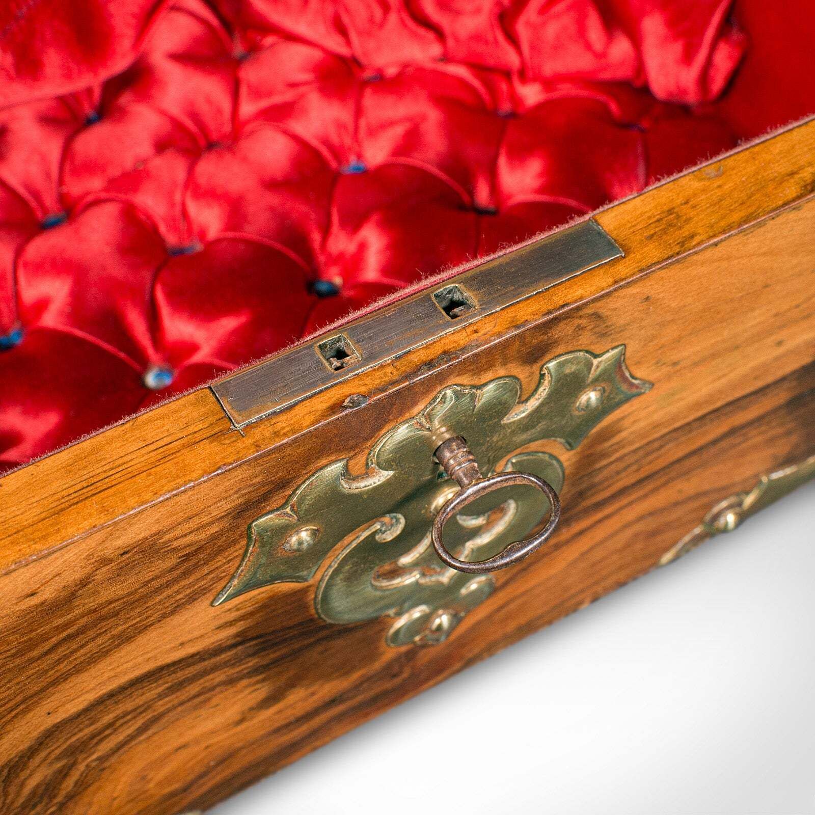 Home Decor Antique Gothic Revival Sewing Case, Scottish, Walnut, Brass, Workbox, Victorian photo