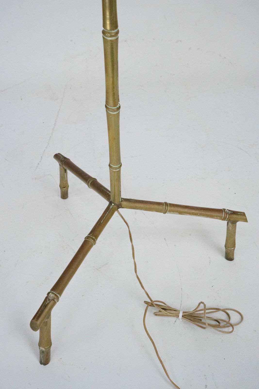 photo for sale Mid Century Italian Solid Brass Faux Bamboo Floor Lamp, 1960s