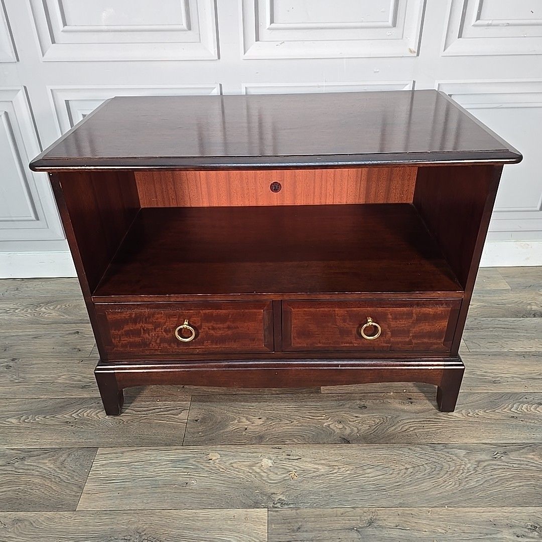 Stag Minstrel Tv Unit Media Cabinet Mahogany 2 Drawer Vintage Retro Table photo vinterior