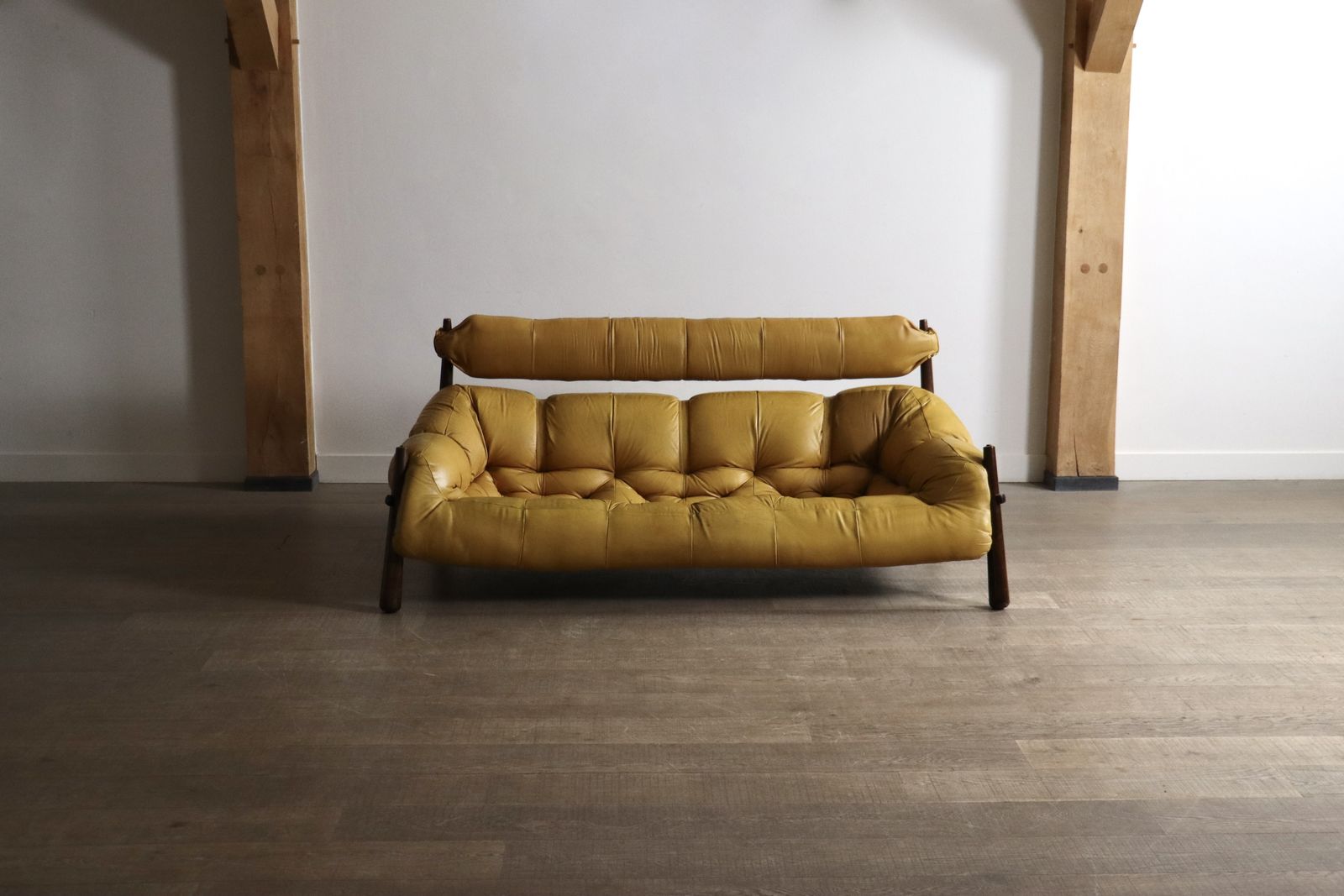 Percival Lafer Mp 81 Three Seater Sofa In Yellow Leather, Brazil 1970s photo 14000.0