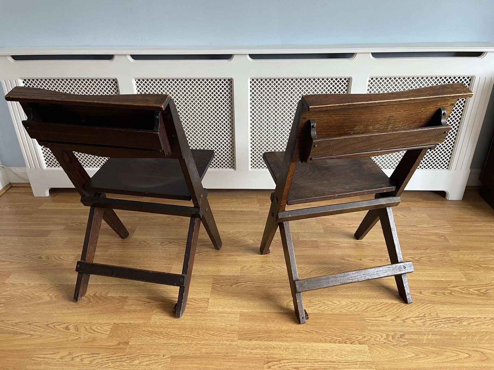 Antique Oak Chapel Folding Chairs By The Bennett Furnishing Co. Ltd photo 400.0