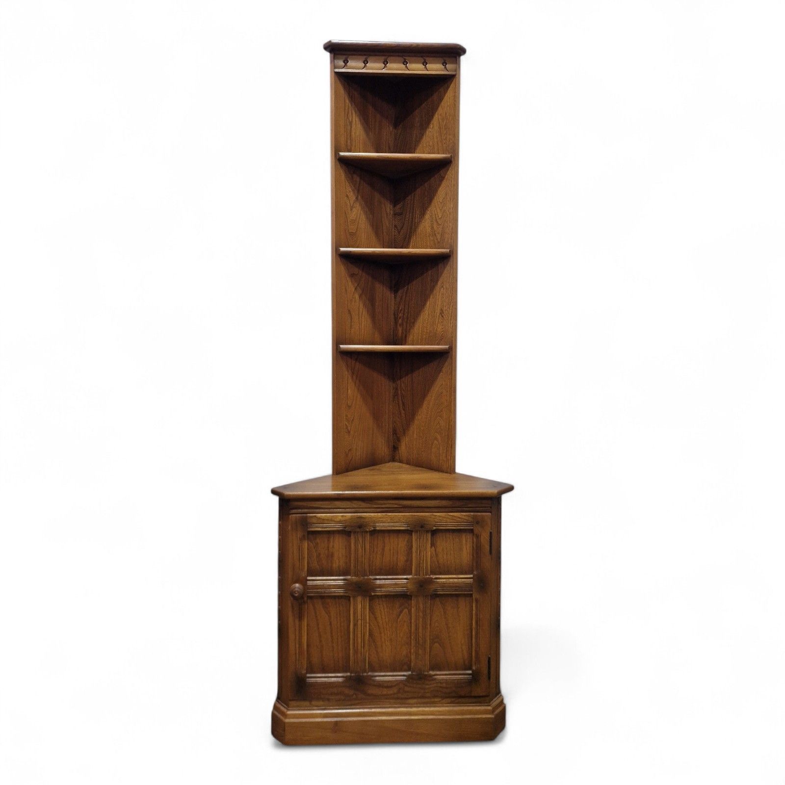 Ercol Elm Corner Cabinet Vintage Display Shelves Panelled Door Unit 1 Of Pair photo for sale